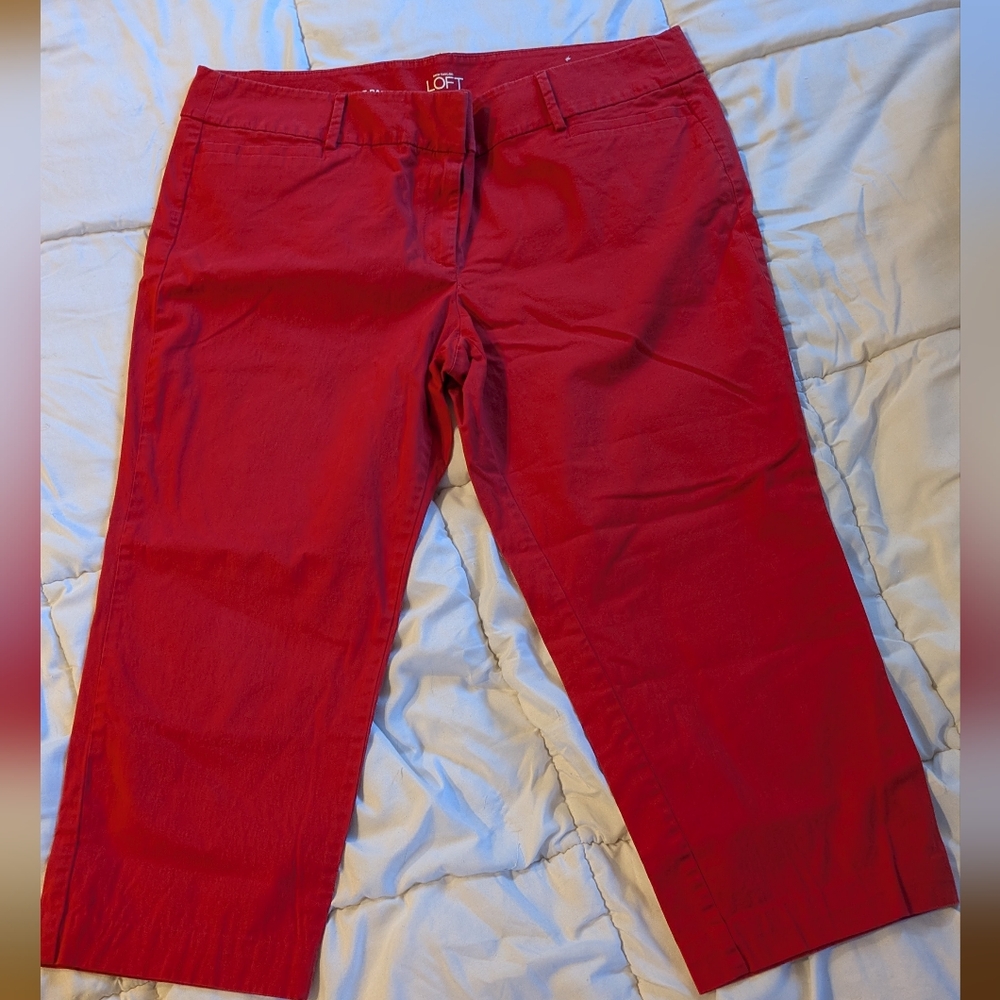 LOFT Vibrant Red Cropped Trousers